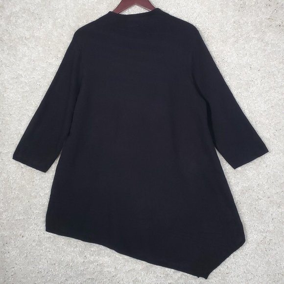 Chicos Sweater Womens 3 US XL Black Asymmetrical Stretch Minimalist Capsule - Picture 8 of 12